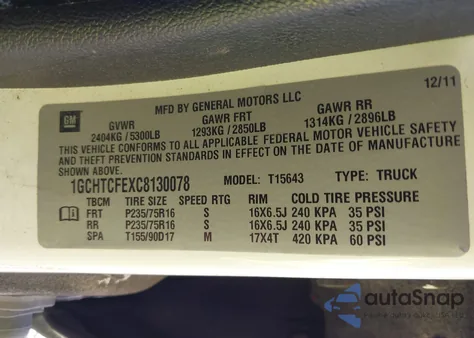 2012 Chevrolet Colorado 1Lt from USA, damaged, VIN 1GCHTCFEXC8130078